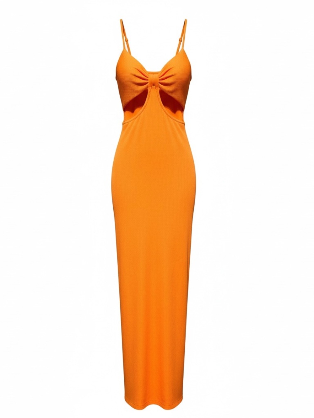 🧡 Princess Polly Orange Ribbed Cut-Out Maxi Dress – Size 4